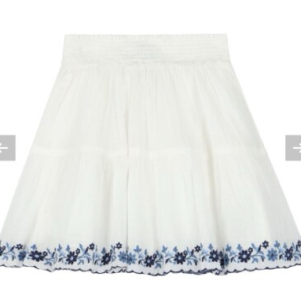 POLO RALPH LAUREN Girl’s White Blue Smocked Skirt Floral Embroidered Skirt 8